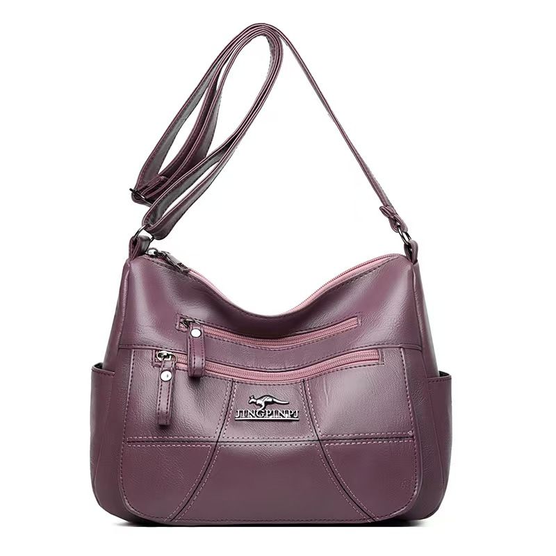 Leather Texture 2025 New Fashion Europe And The United States Soft Leather Multi-layer Large Capacity Single Shoulder Oblique Span Women's Bag The First Quality Of The Network Lowest Price First Servi