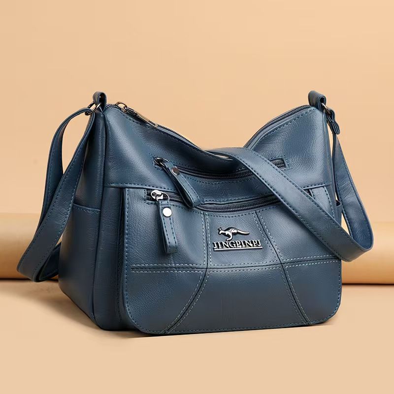 Leather Texture 2025 New Fashion Europe And The United States Soft Leather Multi-layer Large Capacity Single Shoulder Oblique Span Women's Bag The First Quality Of The Network Lowest Price First Servi
