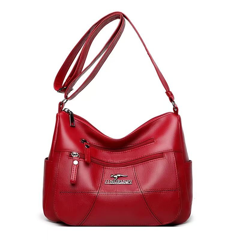 Leather Texture 2025 New Fashion Europe And The United States Soft Leather Multi-layer Large Capacity Single Shoulder Oblique Span Women's Bag The First Quality Of The Network Lowest Price First Servi