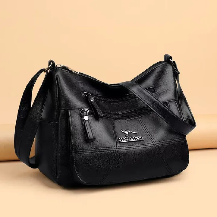 Leather Texture 2025 New Fashion Europe And The United States Soft Leather Multi-layer Large Capacity Single Shoulder Oblique Span Women's Bag The First Quality Of The Network Lowest Price First Servi
