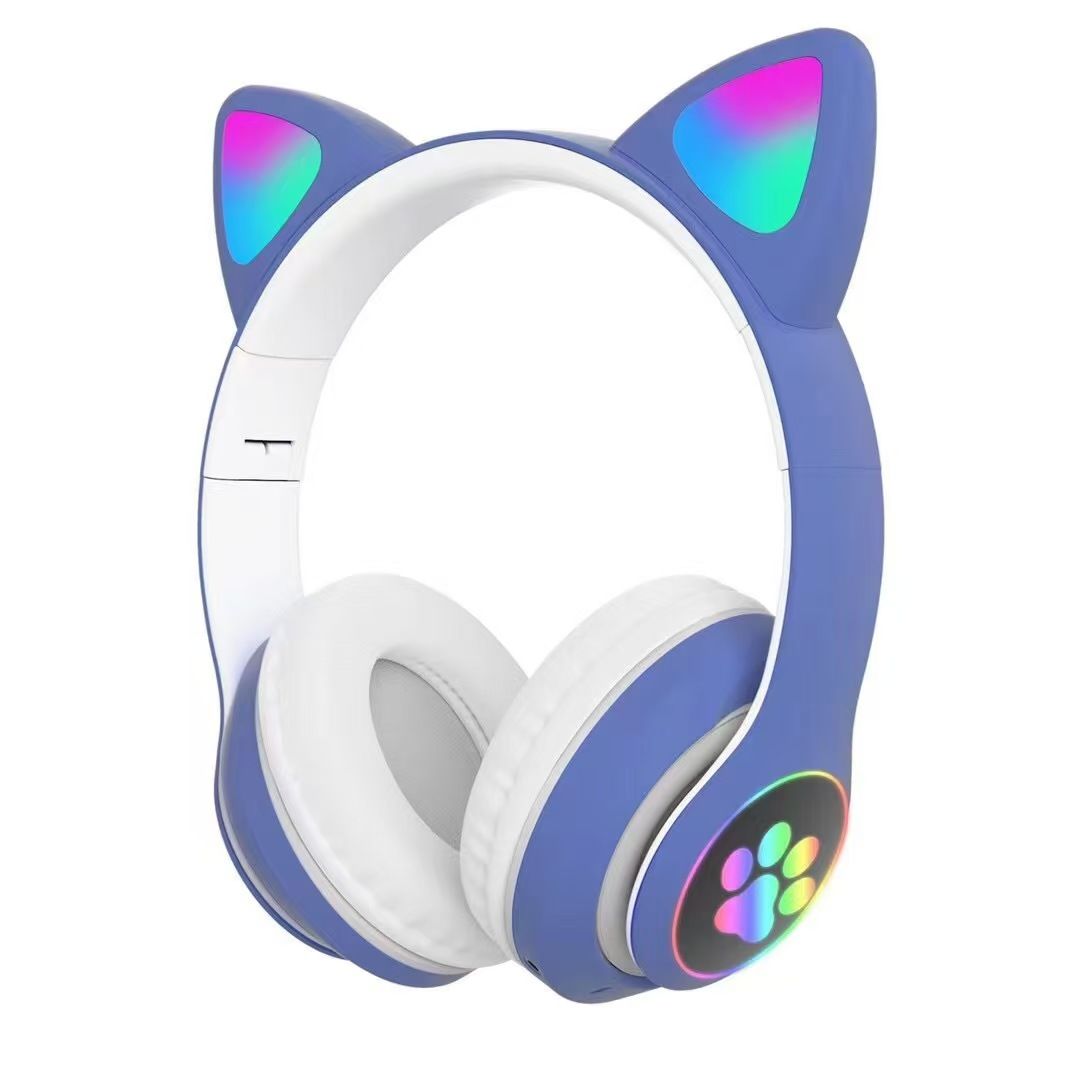 The New Luminous Cat Ear Bluetooth Headset Wireless Headphone STN-28 Cross-border Explosive Cute Direct Sales From Manufacturers Flash Light Cute Cat Ears Bluetooth Wireless Headphone with Mic
