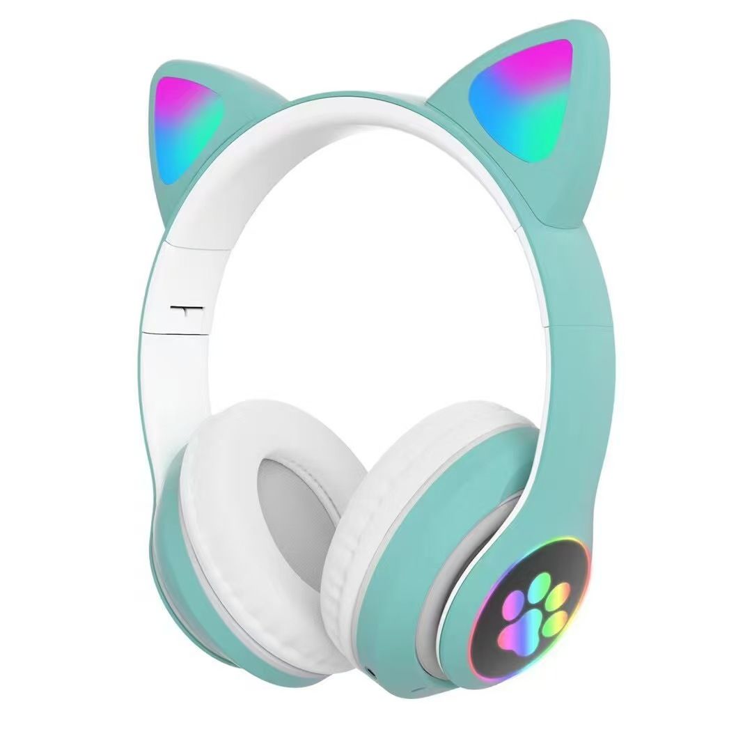 The New Luminous Cat Ear Bluetooth Headset Wireless Headphone STN-28 Cross-border Explosive Cute Direct Sales From Manufacturers Flash Light Cute Cat Ears Bluetooth Wireless Headphone with Mic