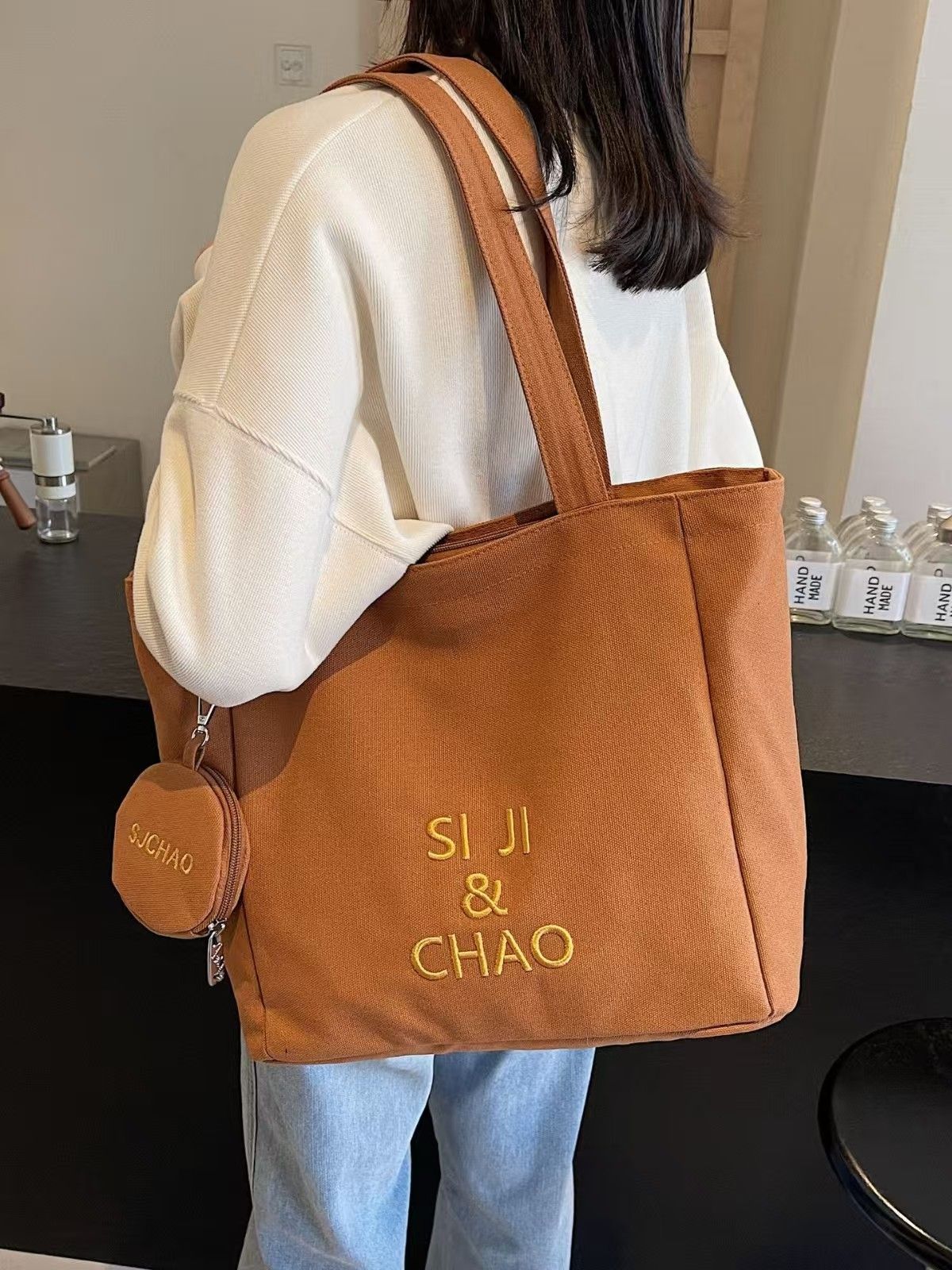 Canvas Bag Female Large Capacity 2025 New Autumn And Winter All-in-one Leisure Single Shoulder College Students Class Commuting Tote Bag Whole Network Quality First Service First Price Lowest