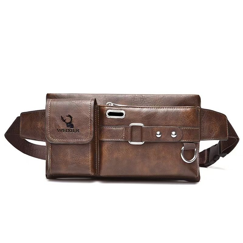 Men's Bag Fashion Mobile Phone Bag Sports Fanny Pack Multi-functional Outdoor Mobile Phone Bag Pu Boys Crossbody Bag Cycling Fanny Pack Men's Whole Network Quality First Service First Price Lowest