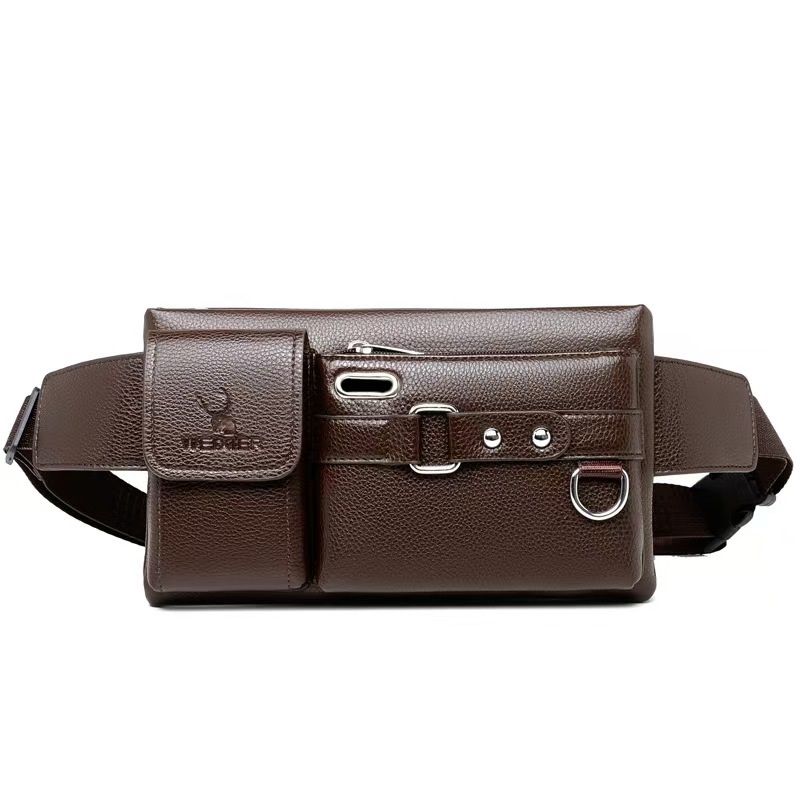 Men's Bag Fashion Mobile Phone Bag Sports Fanny Pack Multi-functional Outdoor Mobile Phone Bag Pu Boys Crossbody Bag Cycling Fanny Pack Men's Whole Network Quality First Service First Price Lowest