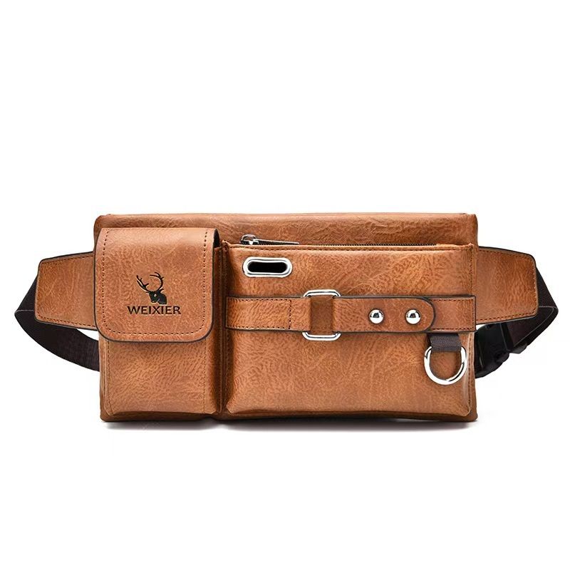 Men's Bag Fashion Mobile Phone Bag Sports Fanny Pack Multi-functional Outdoor Mobile Phone Bag Pu Boys Crossbody Bag Cycling Fanny Pack Men's Whole Network Quality First Service First Price Lowest