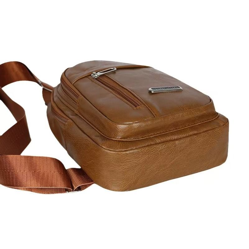 New Men's Bag - PU Men's Crossbody Backpack For Cross-Border Trend - Wholesale And Direct Shipment - Pure Color Front-Pack - Top Quality Nationwide - First-Class Service