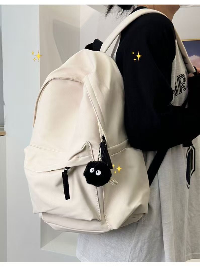 Korean Version Of Ins Schoolbag - Girls' Middle School Student Large-capacity Simple Solid-color Backpack - Junior High School And High School Students' Double-Shoulder Bag