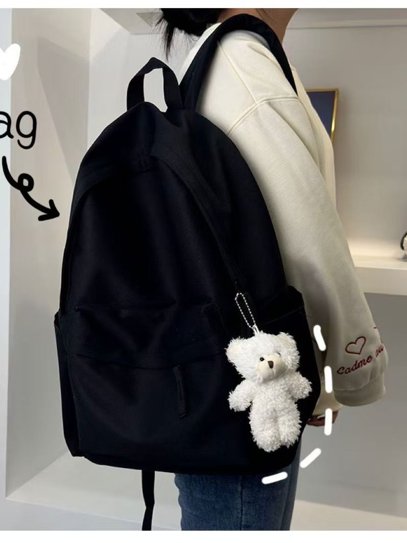 Korean Version Of Ins Schoolbag - Girls' Middle School Student Large-capacity Simple Solid-color Backpack - Junior High School And High School Students' Double-Shoulder Bag