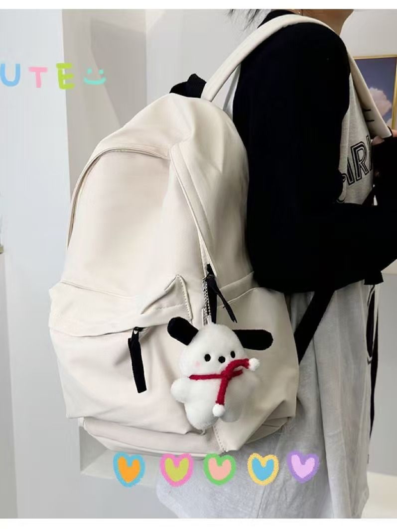 Korean Version Of Ins Schoolbag - Girls' Middle School Student Large-capacity Simple Solid-color Backpack - Junior High School And High School Students' Double-Shoulder Bag