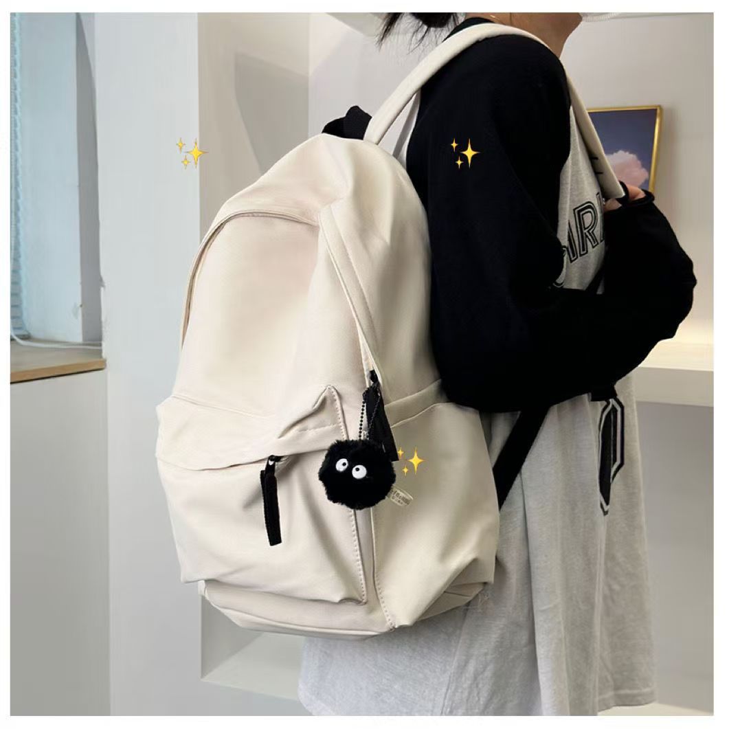 Korean Version Of Ins Schoolbag - Girls' Middle School Student Large-capacity Simple Solid-color Backpack - Junior High School And High School Students' Double-Shoulder Bag