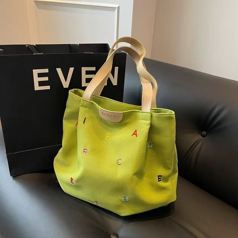 Large-capacity Canvas Bag For Women, 2025 New Style, Trendy Embroidered Letters, Handbag For Carrying On The Shoulder, Small And Fresh Style Tote Bag. The Highest Quality On The Entire Internet.