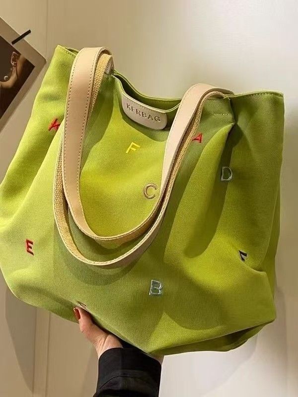 Large-capacity Canvas Bag For Women, 2025 New Style, Trendy Embroidered Letters, Handbag For Carrying On The Shoulder, Small And Fresh Style Tote Bag. The Highest Quality On The Entire Internet.