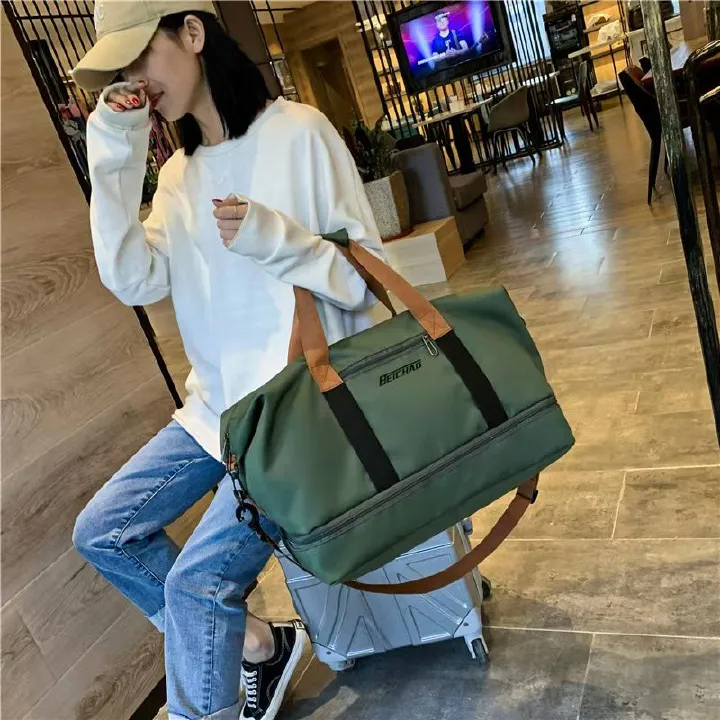 New Fitness Bag With Separate Dry And Wet Compartments, Large Capacity And Independent Shoe Compartment. Business Trip Fitness Bag That Can Be Equipped With A Handle. Travel Bag