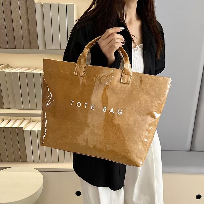 Fashionally Stylish Durable Paper Women's Bag - New Trendy Casual Commuting Handbag With Large Capacity Versatile And Fashionable Tote Bag