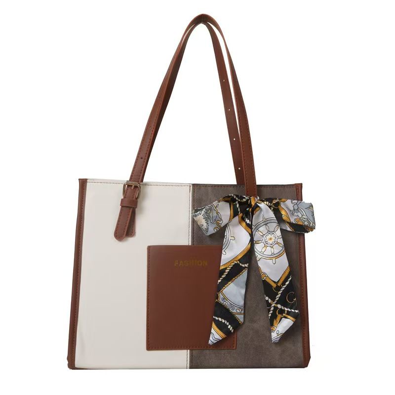 Tote Bag - Simple Design Large Capacity Suitable For Autumn And Winter Fashionable And Casual Color-Matched Commuter Bag For Carrying On The Shoulder Women's Model The Highest Quality Available On The