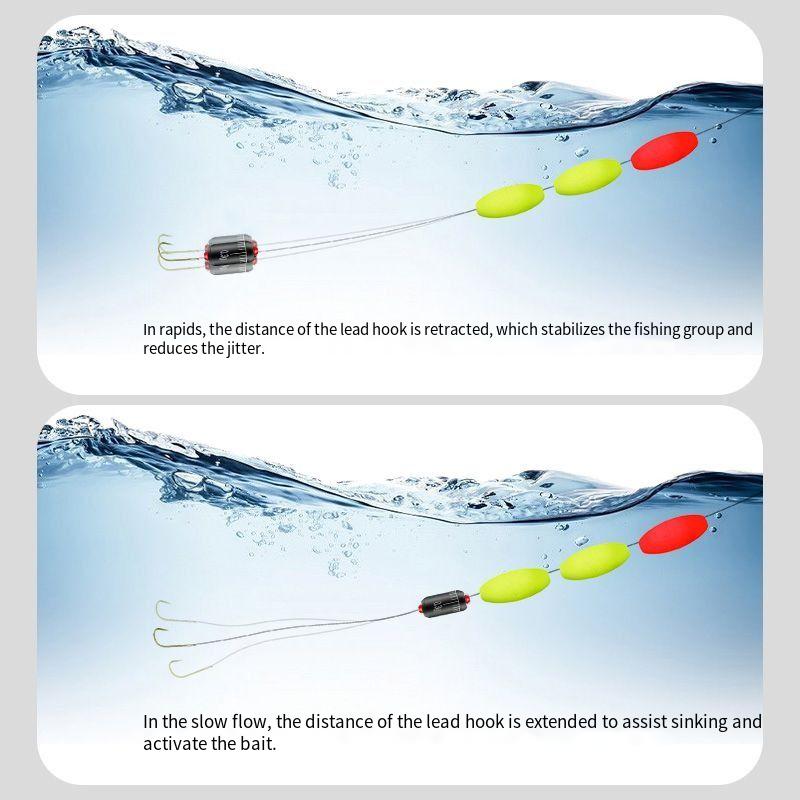 5pcs Fishing line hook swim bladder suit 3.6M long Fishing line group Three-grain floating single hook of white-striped grouper
