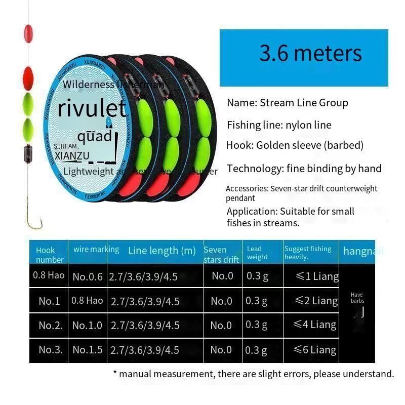 5pcs Fishing line hook swim bladder suit 3.6M long Fishing line group Three-grain floating single hook of white-striped grouper