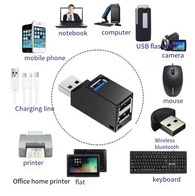 2pcs of USB3.0 extender one to three multi-port splitter high-speed laptop USB converter Hub expansion dock
