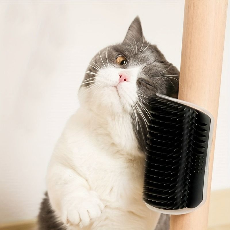 2pcs of Corner Cat Groomer with Massage Comb Easy to Install Wall- Durable Self-Grooming Brush for Cats & Small Dogs, Space-Saving Design