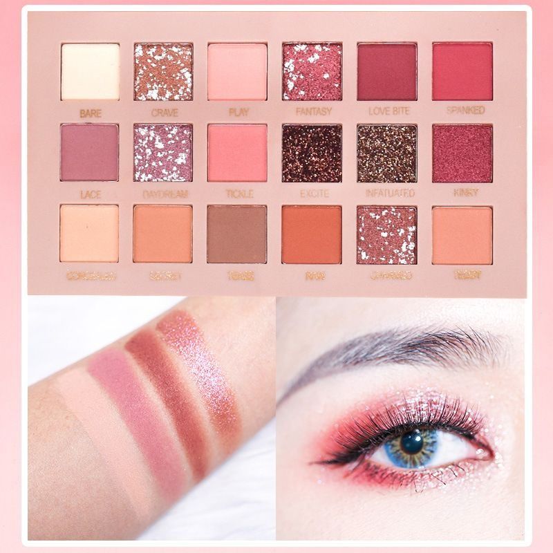 18 color eye shadow palette + eyeliner + 5 makeup brushes Desert Rose Pearlescent Matte Affordable Unicorn Student Beginner Eyeshadow for Girls