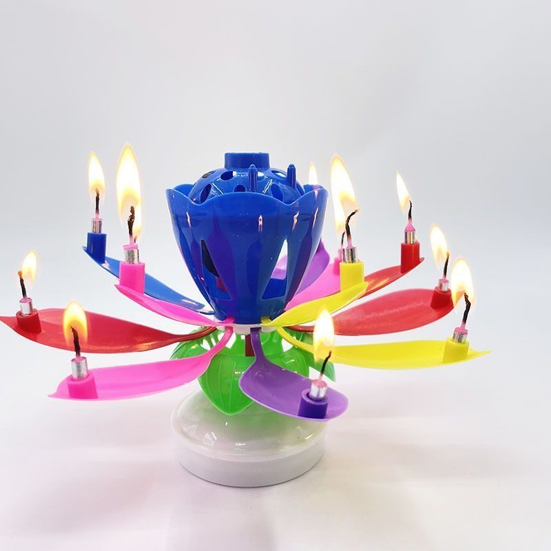 Lotus music birthday candle rotating music candle wholesale price foreign trade birthday cake girl boy child