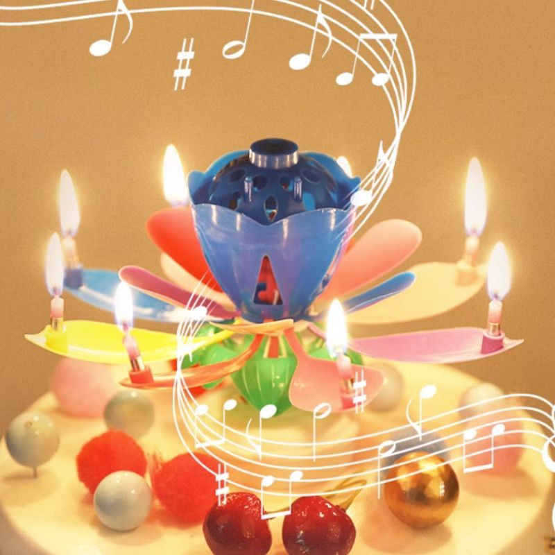 Lotus music birthday candle rotating music candle wholesale price foreign trade birthday cake girl boy child
