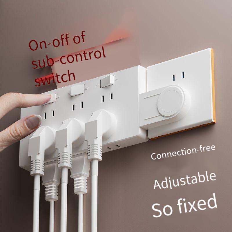 Multi-function patch panel conversion plug expansion non-punching household five-hole plug-and-play non-wiring socket