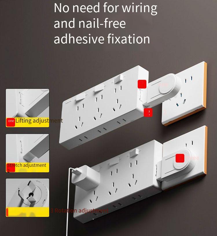 Multi-function patch panel conversion plug expansion non-punching household five-hole plug-and-play non-wiring socket