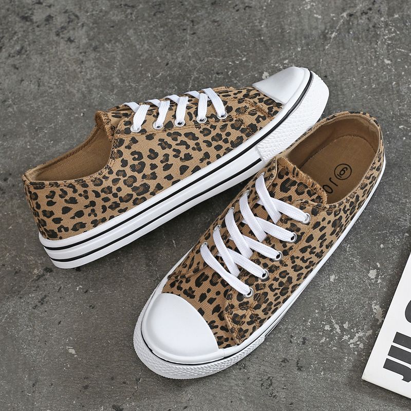 Have 41 sizes!!---Women Brown Shoes Girl Leopard Canvas Shoes Recommend buy one size larger Leisure sports Fashion design good quality Waterproof shoes Gift