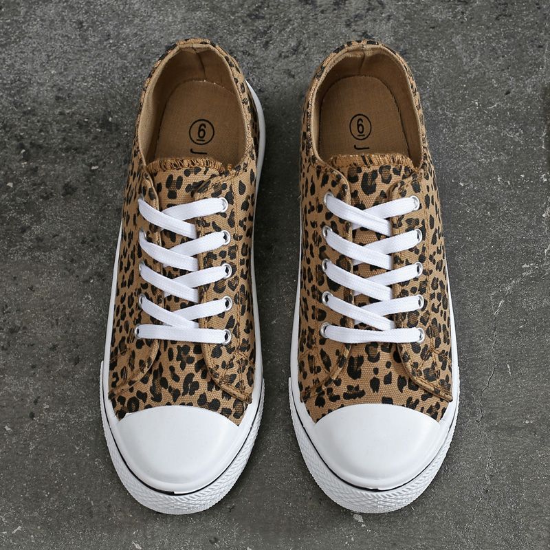 Have 41 sizes!!---Women Brown Shoes Girl Leopard Canvas Shoes Recommend buy one size larger Leisure sports Fashion design good quality Waterproof shoes Gift