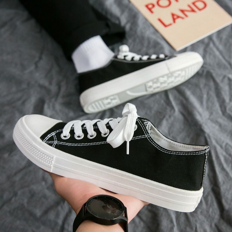 Low-top canvas shoes, men's trendy shoes, couples, Korean casual cloth shoes, spring and autumn new student shoes, plus size