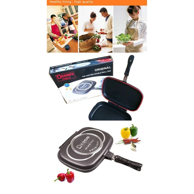 Dessini 40cm Original Die Casting Double Grill Granite Pan