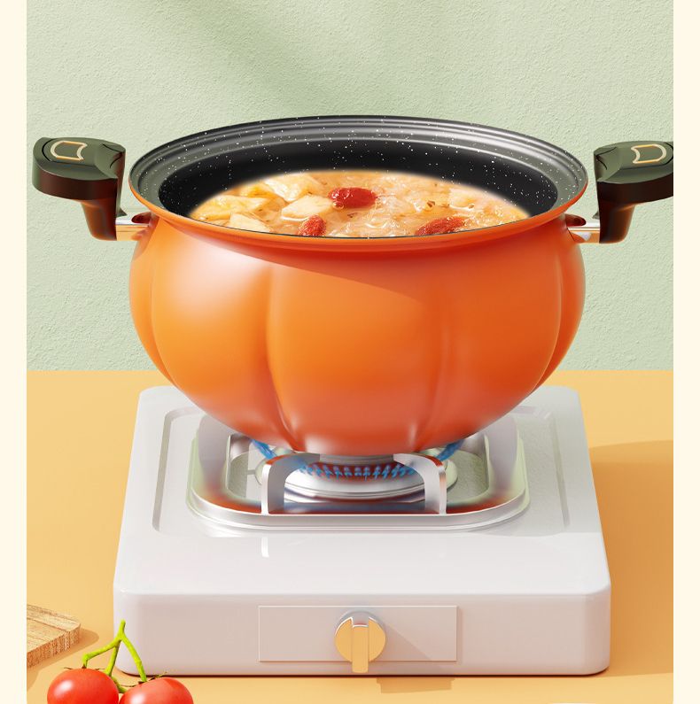 6L/8L Pumpkin Micro pressure cooker Hotpots  Cookware pots  for Gas Stove , Electromagnetic furnace Explosion Proof Pressure Canner with Sliding handle Fast Cooking Cookware