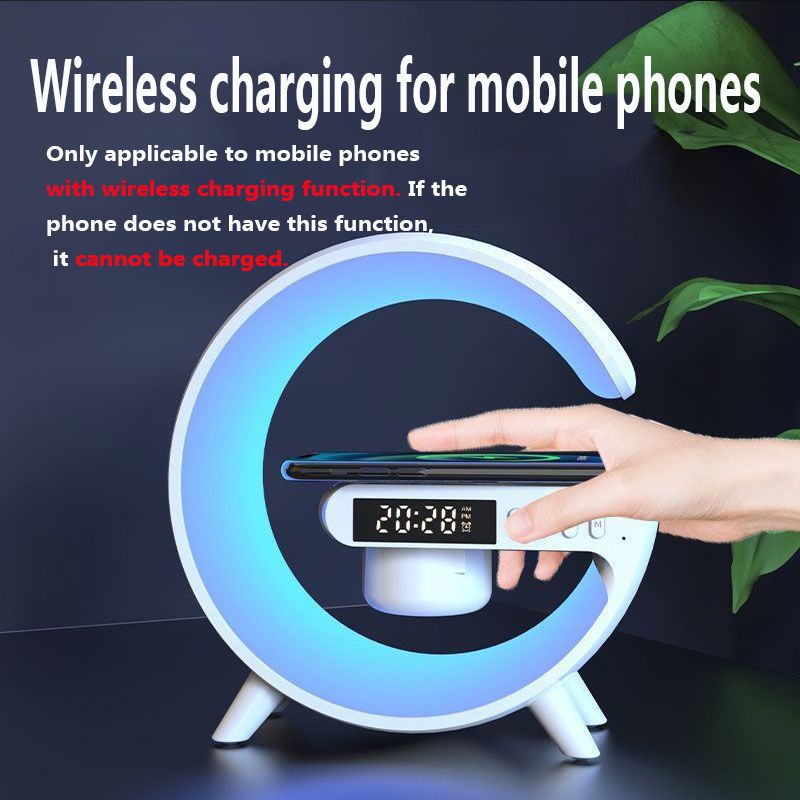 Multi functional Bluetooth speaker alarm LED clock Multiple adjustable colors Night Light table lamp Mobile phone holder