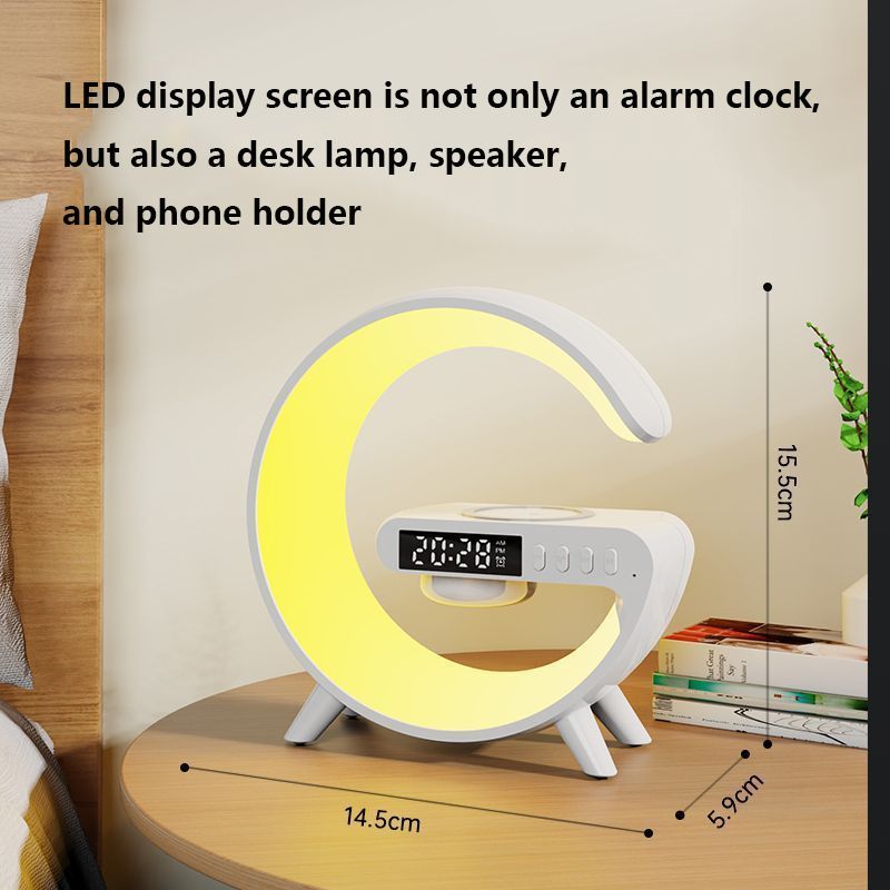 Multi functional Bluetooth speaker alarm LED clock Multiple adjustable colors Night Light table lamp Mobile phone holder