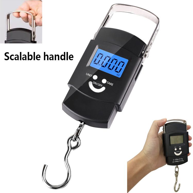 50Kg/110Lbs Scalable handle Electronic Portable LCD Digital Scale High Precision Luggage Weight Scale Balance Electronic Scale Digital Portable Hook 50Kg Weighing Scale