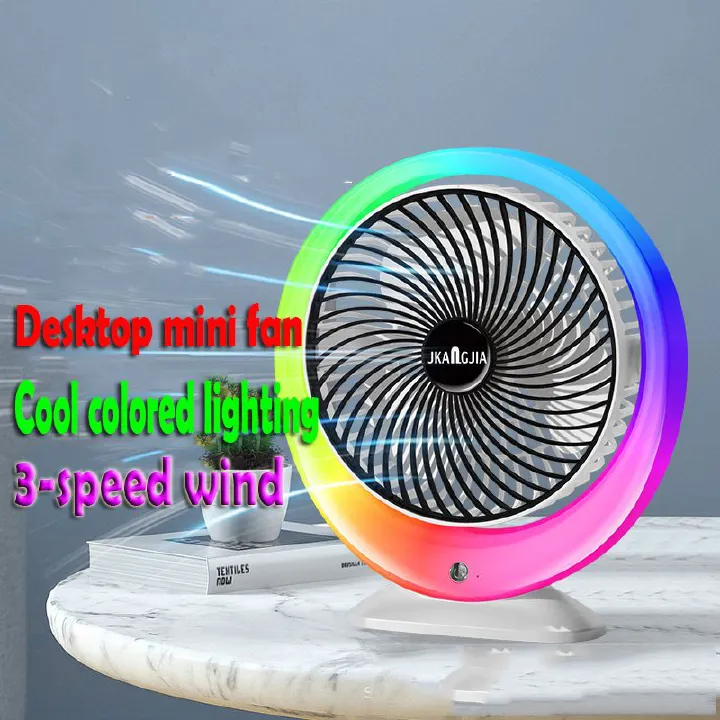 Mini Fan Cool lights table lamp Night Light USB rechargeable desk fan Mini Hand-held fan  portable small Fan with 3 Speeds