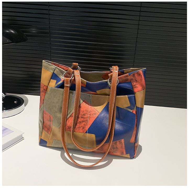 New Arrivals PU splicing Women's Bags Tote Bags handbags Trendy Shoulder Bag