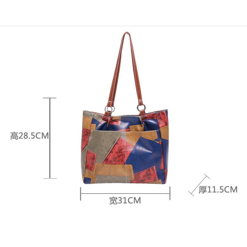 New Arrivals PU splicing Women's Bags Tote Bags handbags Trendy Shoulder Bag
