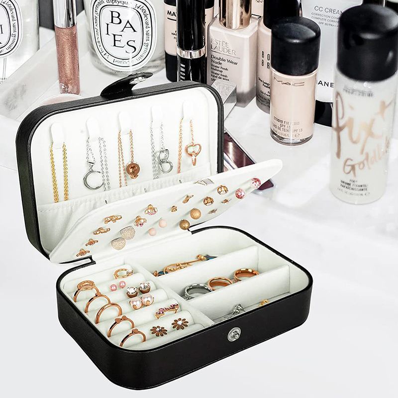 3-layers PU Jewelry Box Jewelry Boxes & Organizers  Desktop Earrings Ring Jewelry Storage Box Multi functional storage16*11*5CM