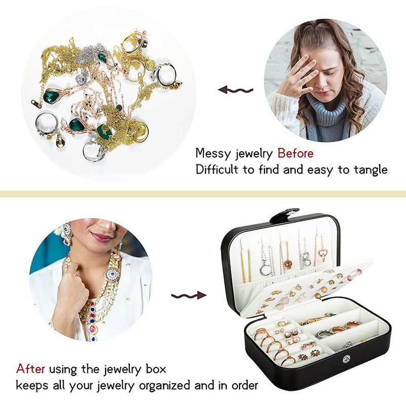 3-layers PU Jewelry Box Jewelry Boxes & Organizers  Desktop Earrings Ring Jewelry Storage Box Multi functional storage16*11*5CM