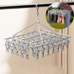40 clips Stainless Steel Laundry Drying Rack Clothes Hanger with Clips for Drying Socks,Drying Towels, Diapers, Bras, Baby Clothes,Underwear, Socks Gloves