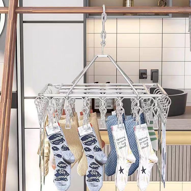 40 clips Stainless Steel Laundry Drying Rack Clothes Hanger with Clips for Drying Socks,Drying Towels, Diapers, Bras, Baby Clothes,Underwear, Socks Gloves