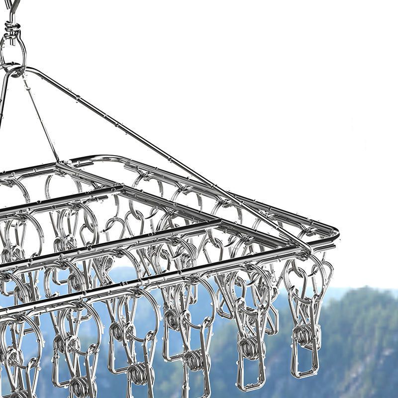 40 clips Stainless Steel Laundry Drying Rack Clothes Hanger with Clips for Drying Socks,Drying Towels, Diapers, Bras, Baby Clothes,Underwear, Socks Gloves