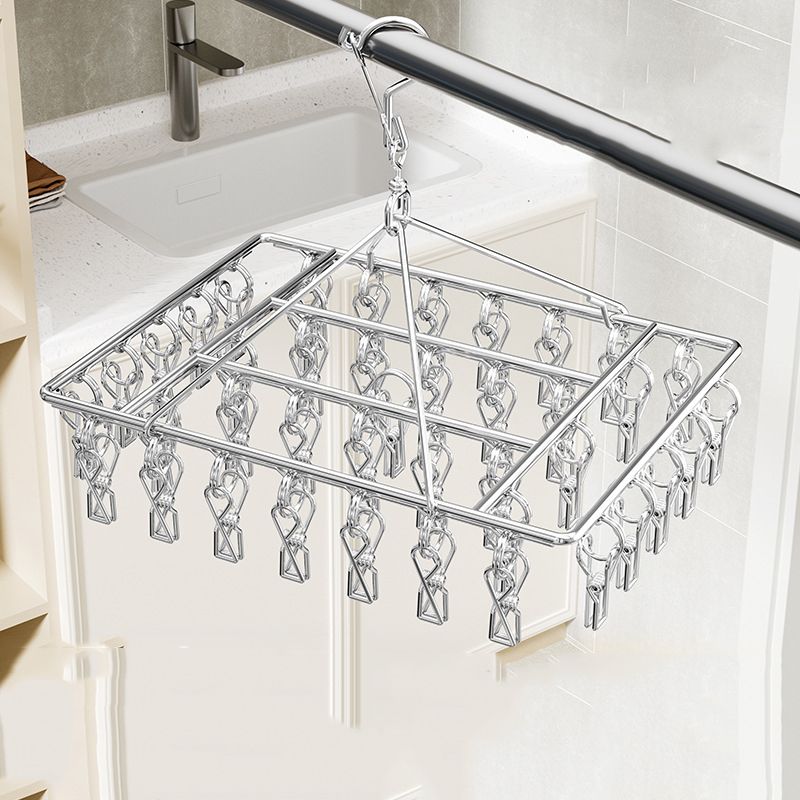 40 clips Stainless Steel Laundry Drying Rack Clothes Hanger with Clips for Drying Socks,Drying Towels, Diapers, Bras, Baby Clothes,Underwear, Socks Gloves