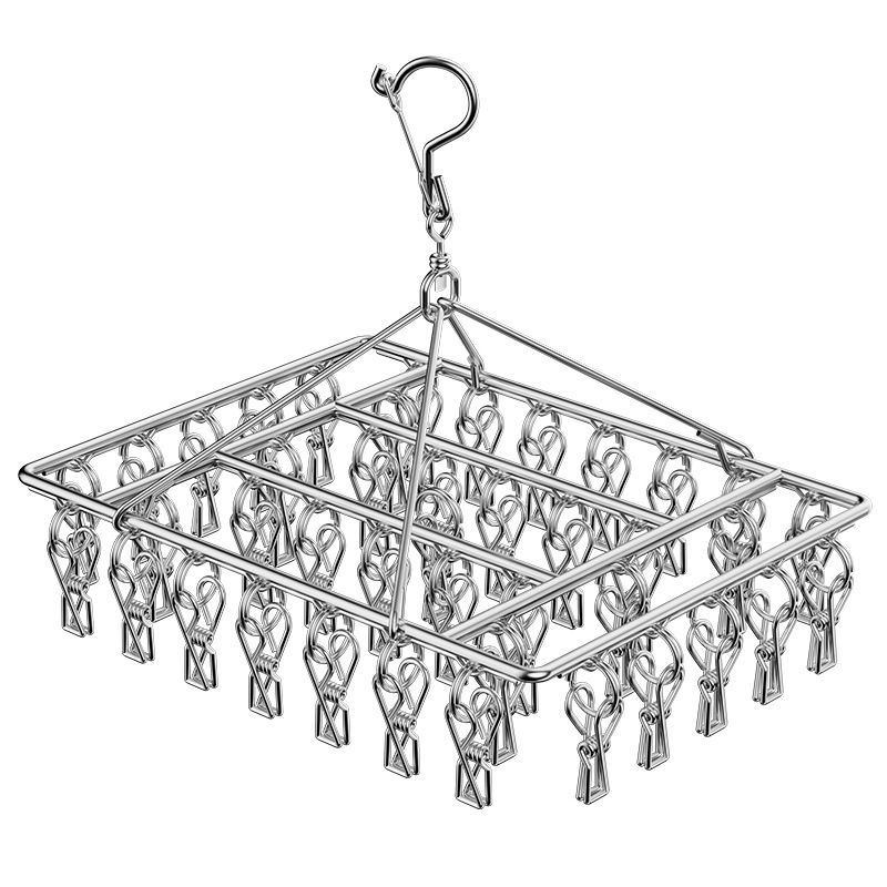 40 clips Stainless Steel Laundry Drying Rack Clothes Hanger with Clips for Drying Socks,Drying Towels, Diapers, Bras, Baby Clothes,Underwear, Socks Gloves