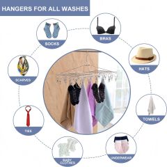 40 clips Stainless Steel Laundry Drying Rack Clothes Hanger with Clips for Drying Socks,Drying Towels, Diapers, Bras, Baby Clothes,Underwear, Socks Gloves