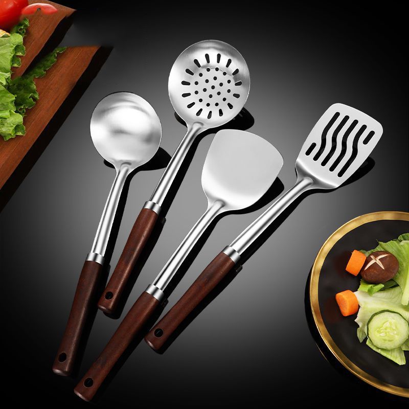4PCS Kitchen Stainless Steel Cooking Utensils Set stir-fry spatula frying soup porridge spoon leakage spoon kitchenware
