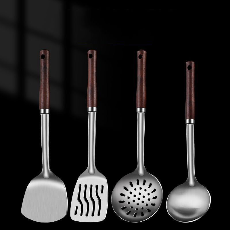 4PCS Kitchen Stainless Steel Cooking Utensils Set stir-fry spatula frying soup porridge spoon leakage spoon kitchenware